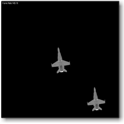 Chimaera output for a closing sequence on two F18 aircraft (plumes not modeled).